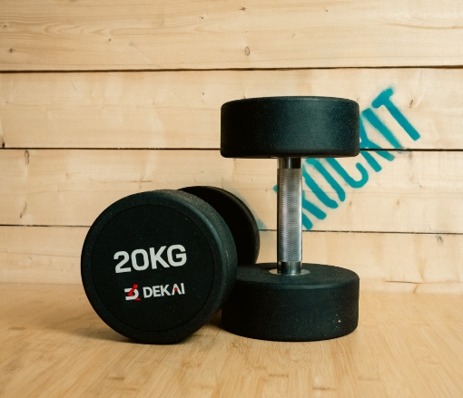 Obrazek Zestaw 2 okrągłych hantli 20 kg - DEKAI