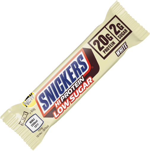Obrazek Baton Snickers White o Niskiej Zawartości Cukru 57g - Biała Czekolada