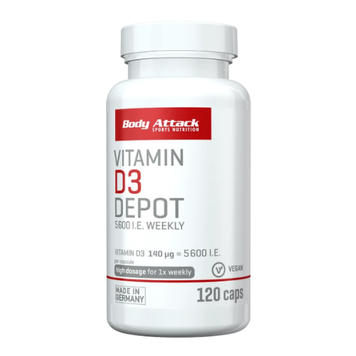 Obrazek Witamina D3 Depot - 120 kapsułek Body Attack