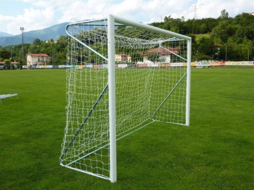 Obrazek Poarta Futsal Aluminiu 3x2 m, independenta, cu colturi sudate si suporturi rabatabile pentru plasa