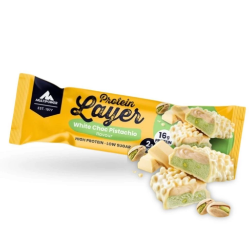 Obrazek Baton proteinowy Layer 50 g – Biała czekolada i pistacje