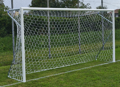 Obrazek Przenośna aluminiowa bramka piłkarska 4 × 2 m — Ø80 mm z siatką w zestawie — VI 6028